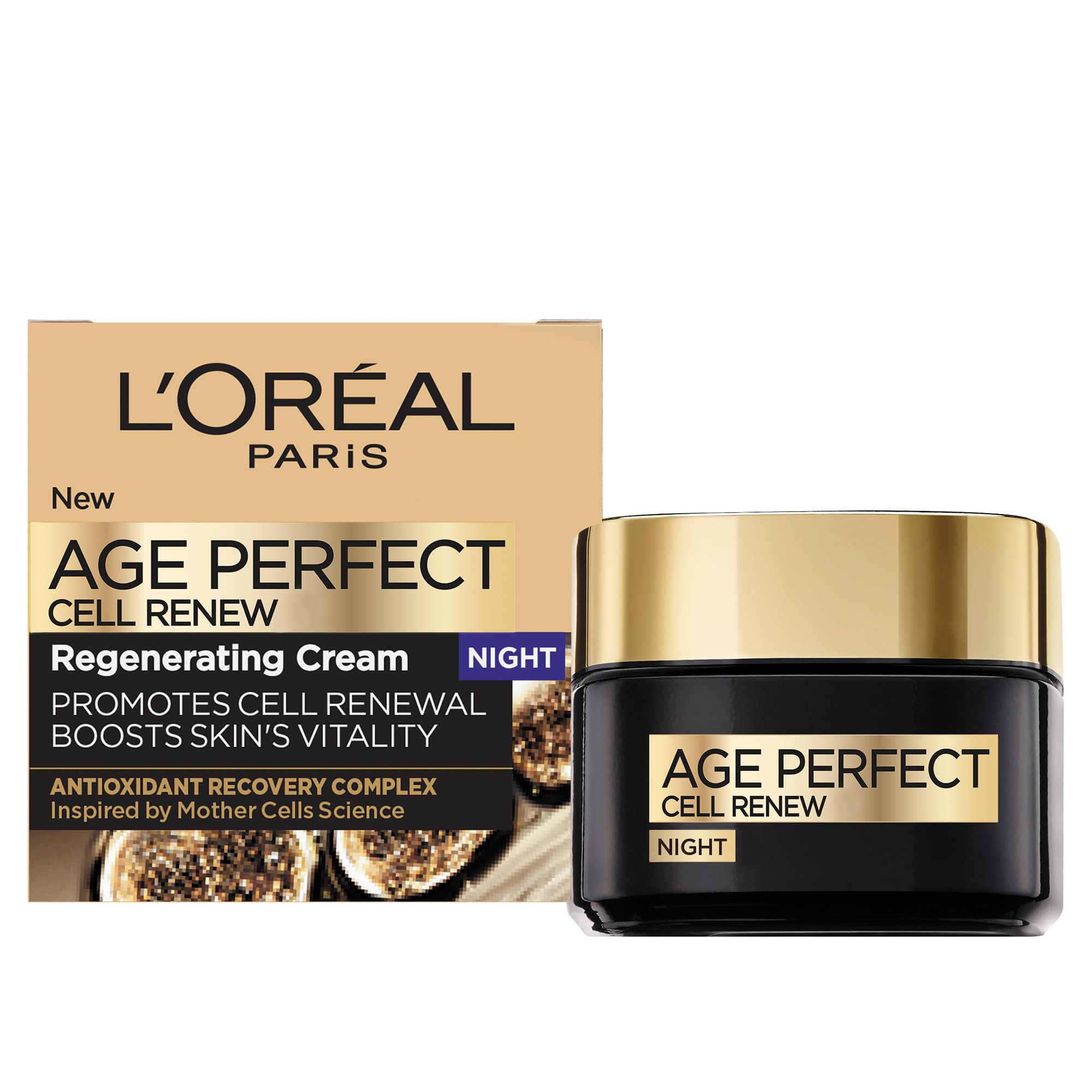 L'Oreal Paris Cell Renew Night Cream, Age Perfect Anti-Oxidant Recovery Complex Night Cream For Anti- Wrinkle, Firmness And Vitality, 50ml