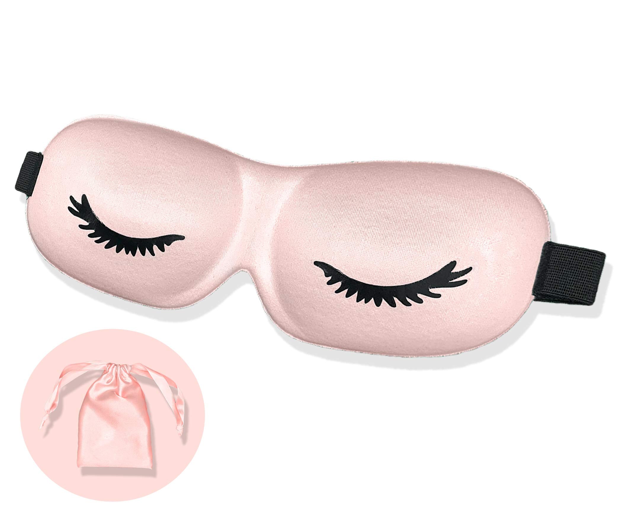 Generic Sleep MASK - Eyelash Friendly | 3D Contoured Memory Foam Design | Complete Blackout, Ultra Soft, Skin Friendly, Adjustable Strap, Eyemask for Women, Stress Relief/Sleeping/Travel/Meditation