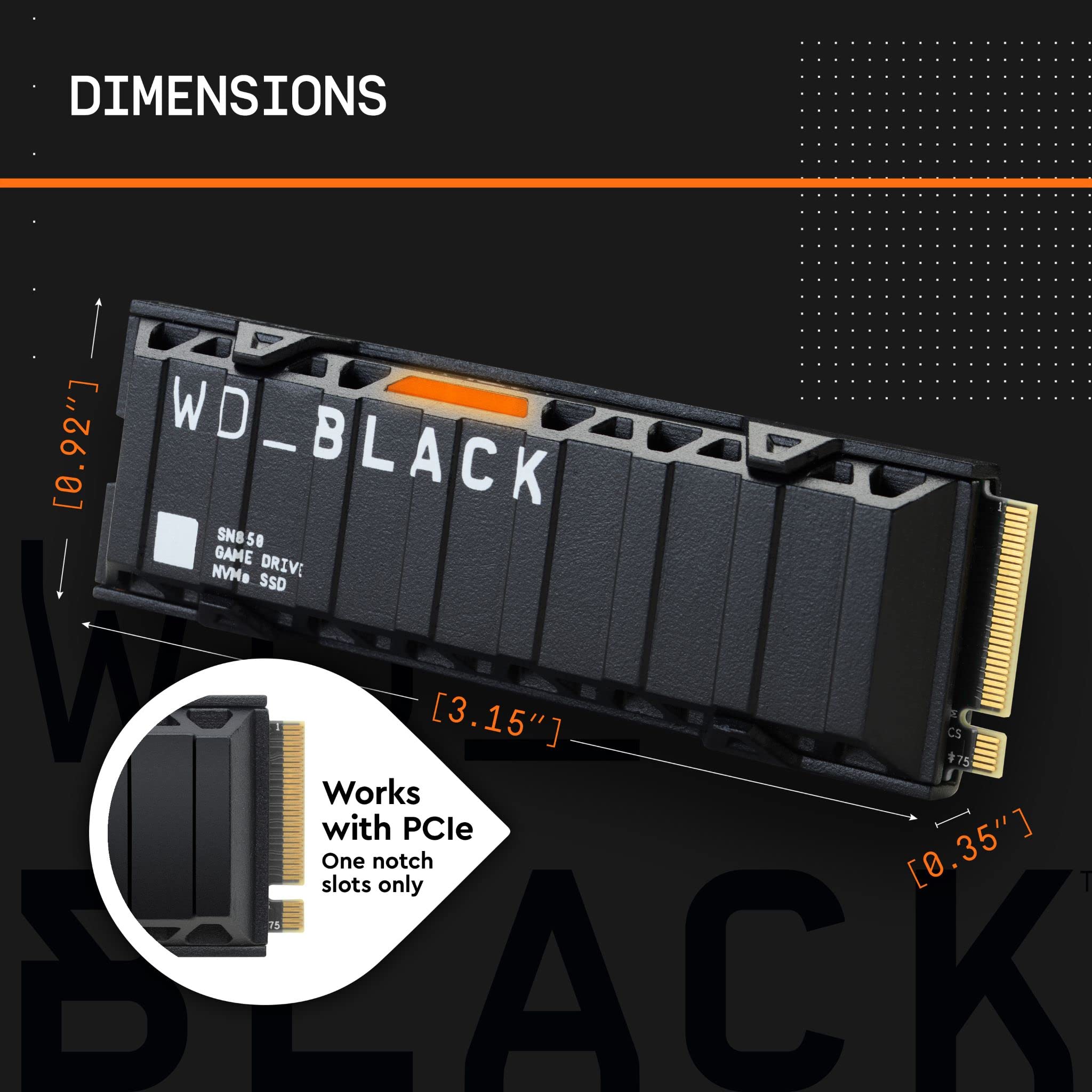 WD_BLACK SN850 500GB M.2 2280 PCIe Gen4 NVMe Gaming SSD with Heatsink - Works with PlayStation 5 up to 7000 MB/s read speed