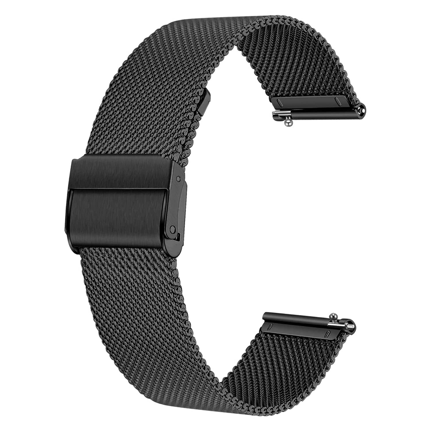 Quick Release Watch StrapMesh Woven Metal Watch Band for Men and WomenUniversal Strap for Smart Watches and Seiko Watches 20mm Black