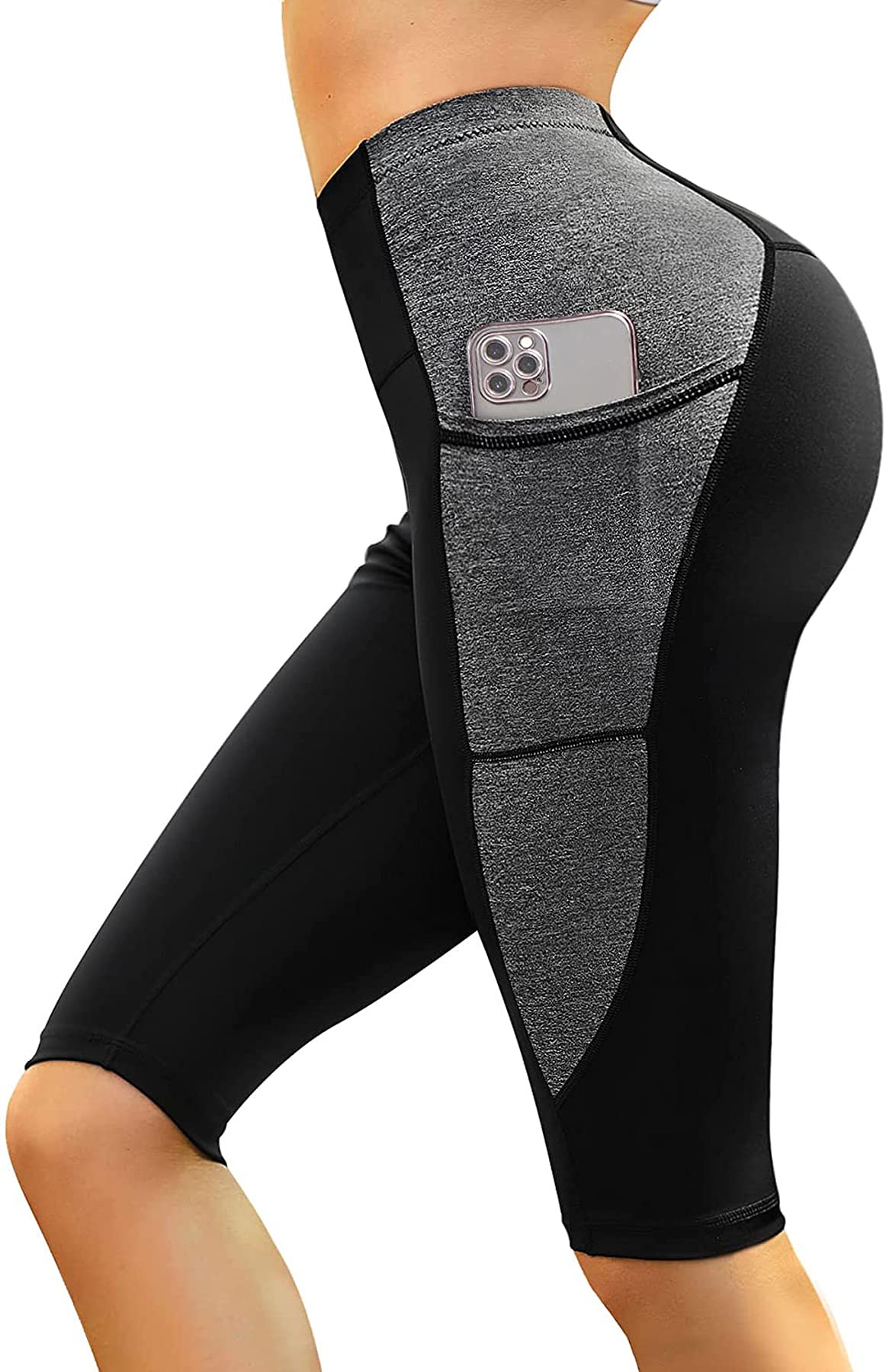 Chumian Women’s Yoga Pants high Waist Tummy Control with Pockets Workout Leggings Cropped for Gym Exercise Fitness Running Sports