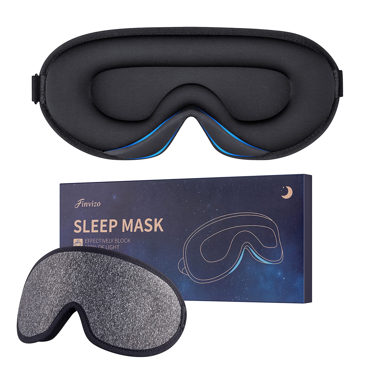 Sleep Eye Mask for Women Men- Soft Foam Comfortable Sleeping Mask, Eye Cover Blindfold at Night Block Out Light for Travel Yoga Nap, Grey