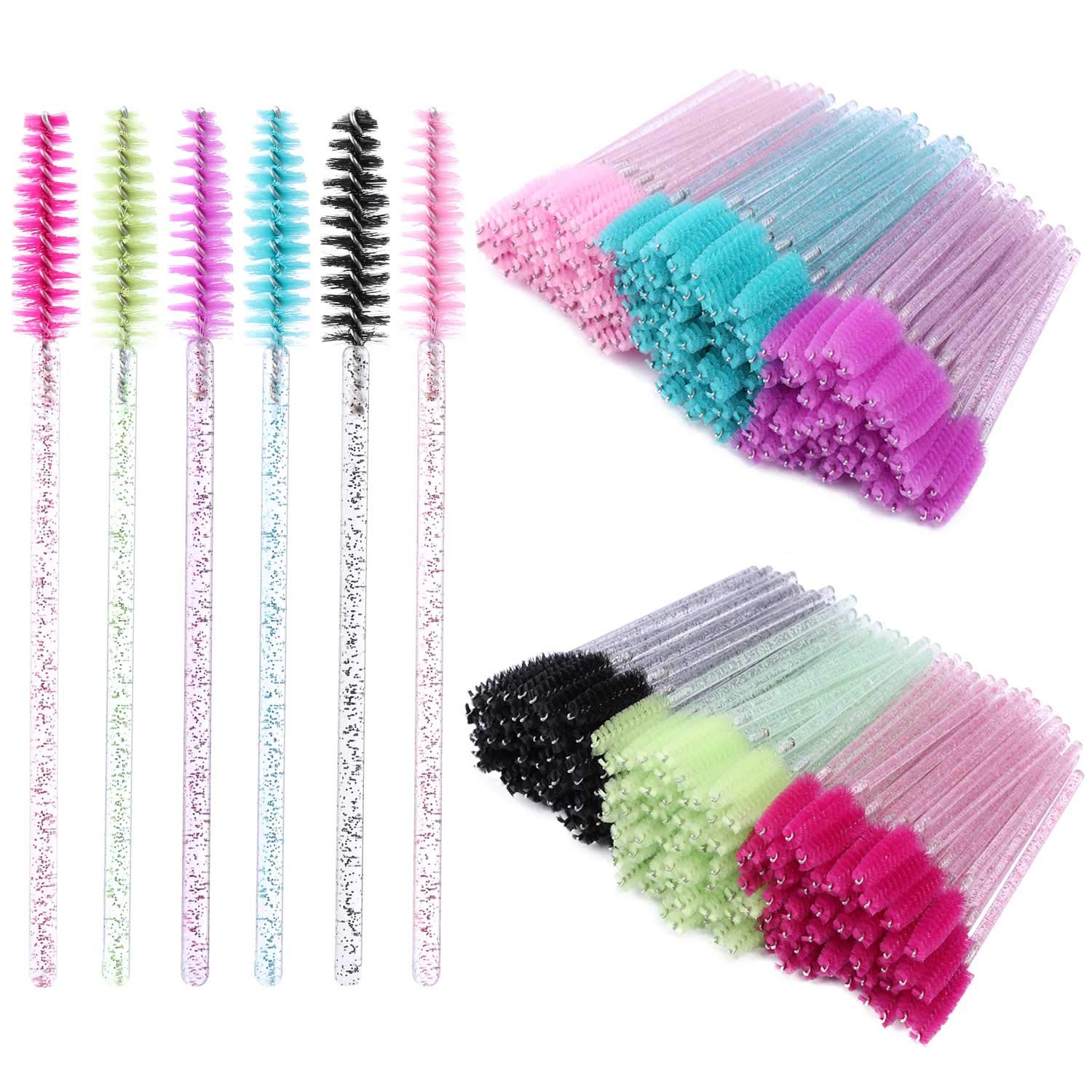 300 Disposable Mascara Wands Eyelash Brush Spoolies for Eye Lash Extension, Eyebrow and Makeup Crystal Tbestmax