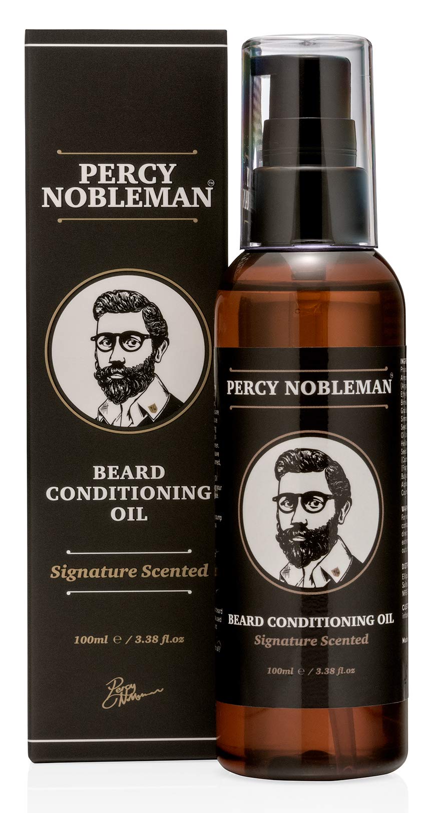Beard Oil by Percy Nobleman - 99% Naturally Derived Newly Available Signature Scented Blend. Beard Conditioning Oil With a Special Mixture of Quality Ingredients that Softens and Conditions your Facial Hair. (100ml)