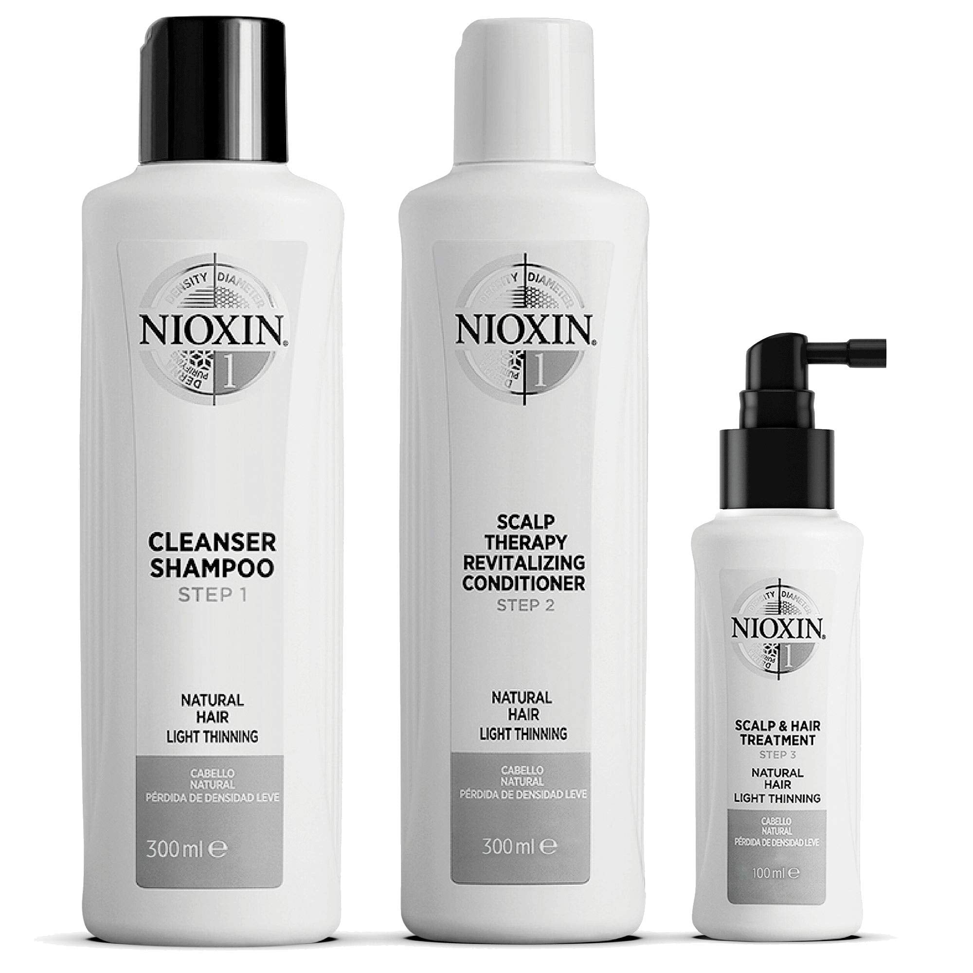 Nioxin 3-Part System | System 1 | Natural Hair with Light Thinning Hair Treatment | Scalp Therapy | Hair Thickening Treatment