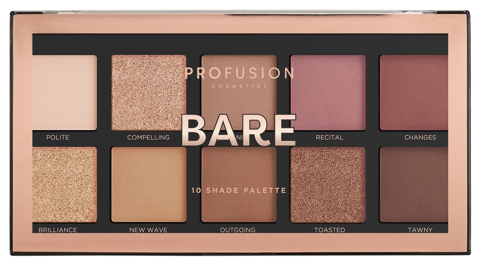 Profusion Cosmetics Bare 10 Shade Eyeshadow Palette, Multicolour