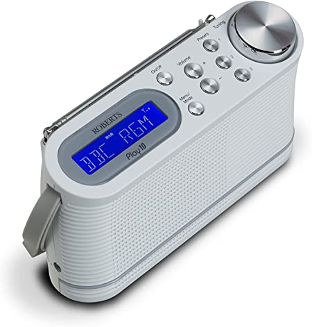 Roberts Radio Play10 DAB/DAB+/FM Digital Radio with Simple Presets - Portable Radio with Battery Option - White