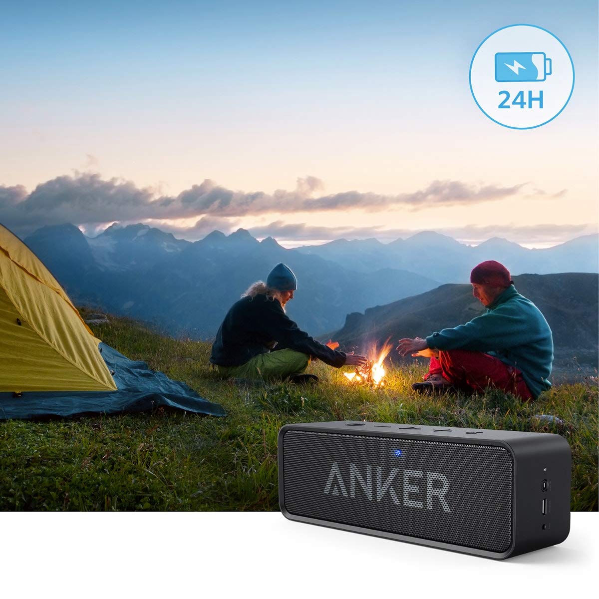 Anker Soundcore Bluetooth Speaker Upgraded Version with Stereo Sound, BassUp Technology, 24H Playtime, Built-in Mic, Portable Wireless Speaker(Renewed)