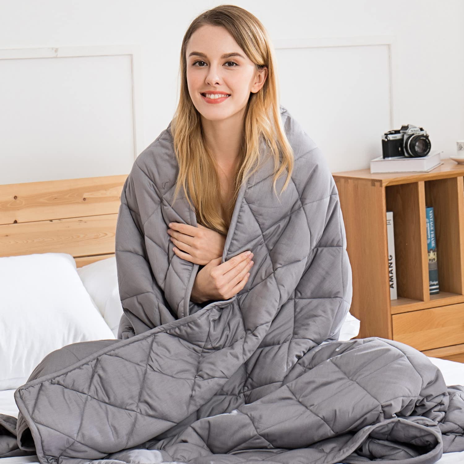 jaymag Weighted Blanket for Adult Children Kids 7kg Heavy Blanket for Autism Anxiety Insomnia Stress Relief, Sensory Calming Therapy Blankets, 100% Oeko-Tex Cotton, 135x200cm, Grey