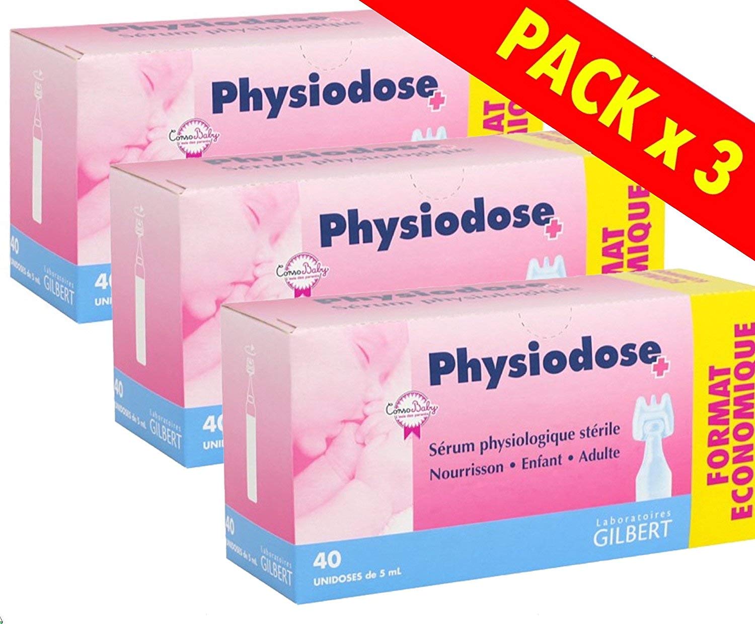Physiodose Physiological Serum - 3 Boxes of 40 Single Doses
