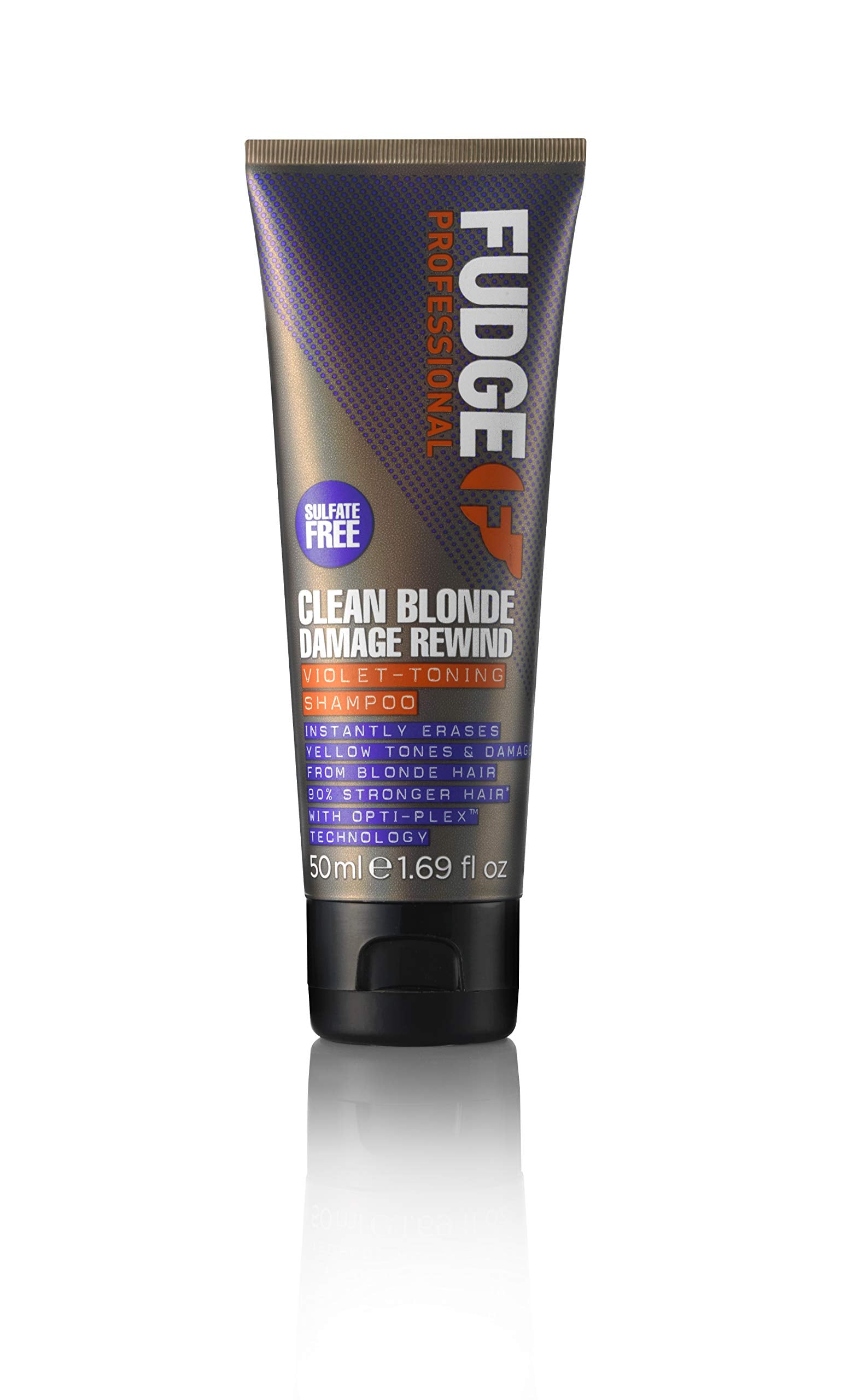 Fudge Professional Purple Toning Shampoo, Clean Blonde Damage Rewind Shampoo, For Blonde Hair, Travel Size, 50 ml