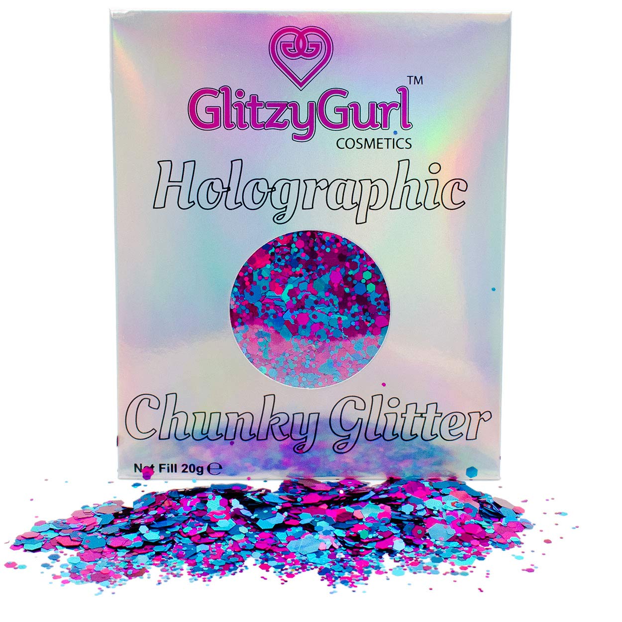 20g Holographic Chunky Glitter GlitzyGurl Parrotfish Festival Glitter Cosmetic Face Body Hair Nails