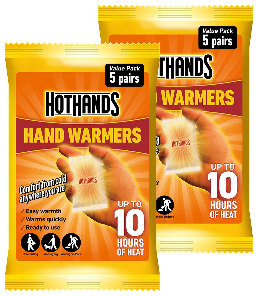 HOTHANDS Hand Warmers Value Pack - Pack of 2 (5 pairs each) - 10 hours of heat - Air activated - Ready to use