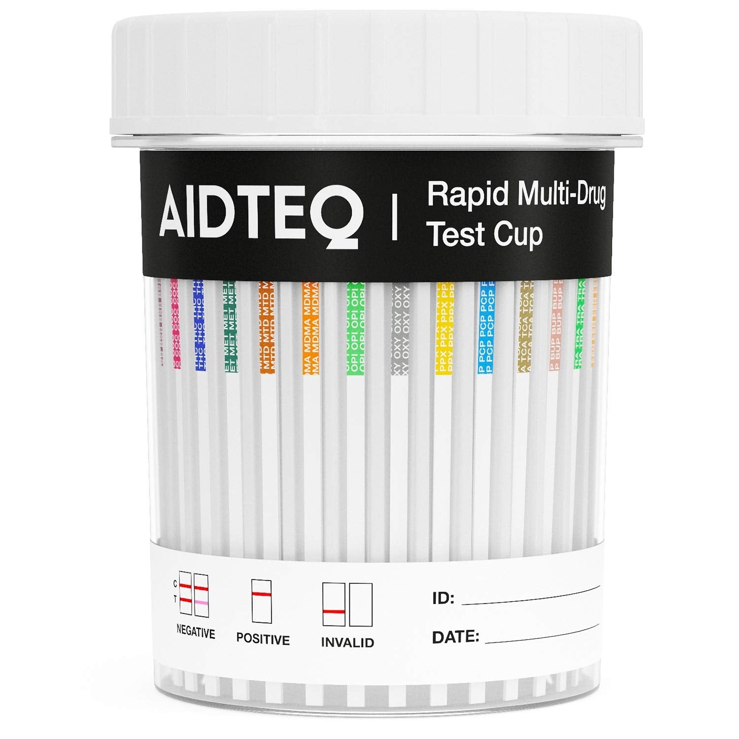 1 x Aidteq Professional 18-in-1 Rapid Drug Test Cup | Urine Drug Test | Test for Cannabis, Cocaine, Ecstasy, Amphetamines, Ecstasy, Opiates, Ketamine, Methadone and 10 Other Common Drugs of Abuse