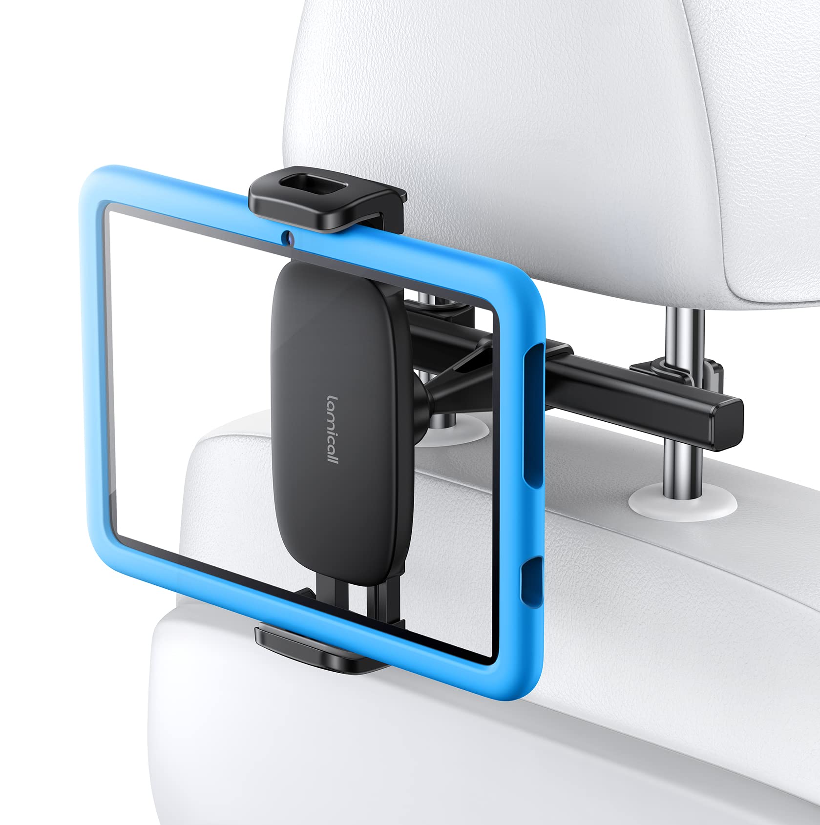 Lamicall Car Tablet Holder, Headrest Tablet Mount - 4”~13” Universal 360 Rotating Car Back Seat Holder for Kids, for 2022 iPad Pro 12.9/10.5/9.7, iPad Air mini 6 5 4 3 2, Samsung tab, iPhone - Black