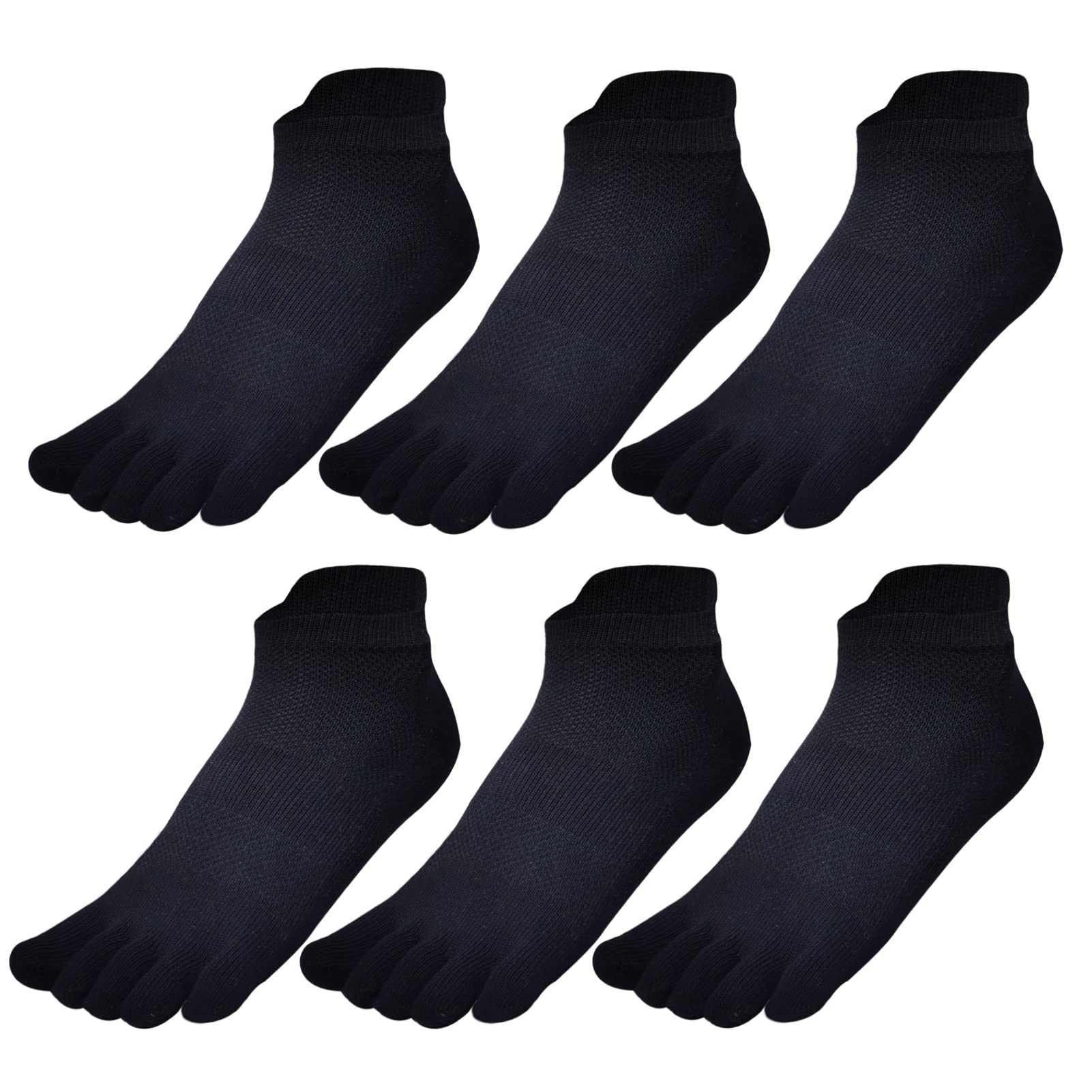 GINZIN Men's Cotton Toe Socks Five Finger Running Socks ports Socks Black Soft Breathable Athletic Trainer Socks