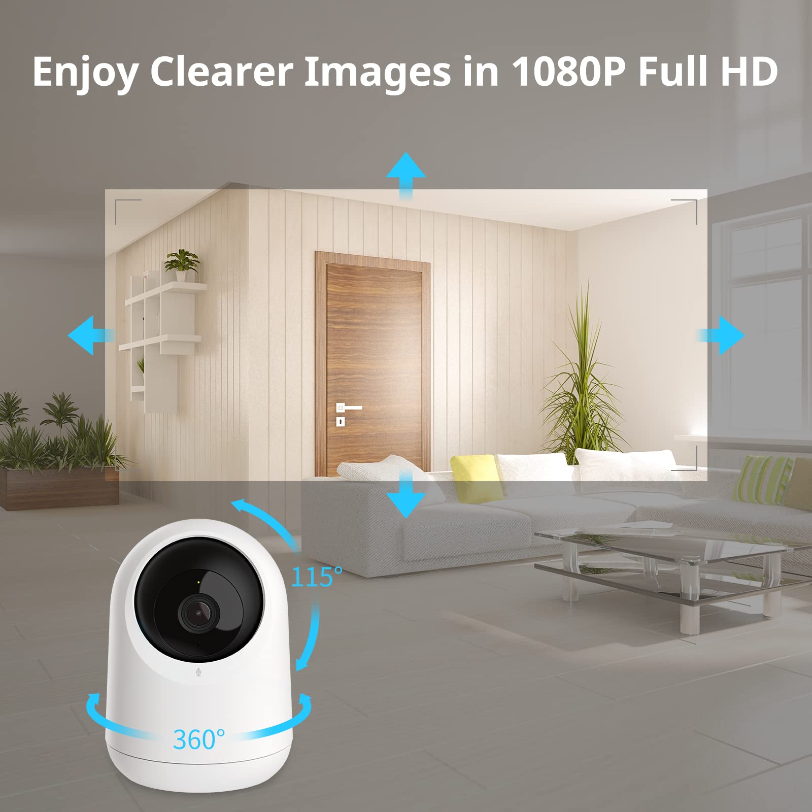 SwitchBot Home Security Camera WiFi - Indoor Camera 1080P HD with 10m Night Vision, 2 Way Audio, 360 Smart Tracking and Privacy Mode, Pet/Kids/Baby Monitor Works with Alexa, Only Support 2.4G WiFi