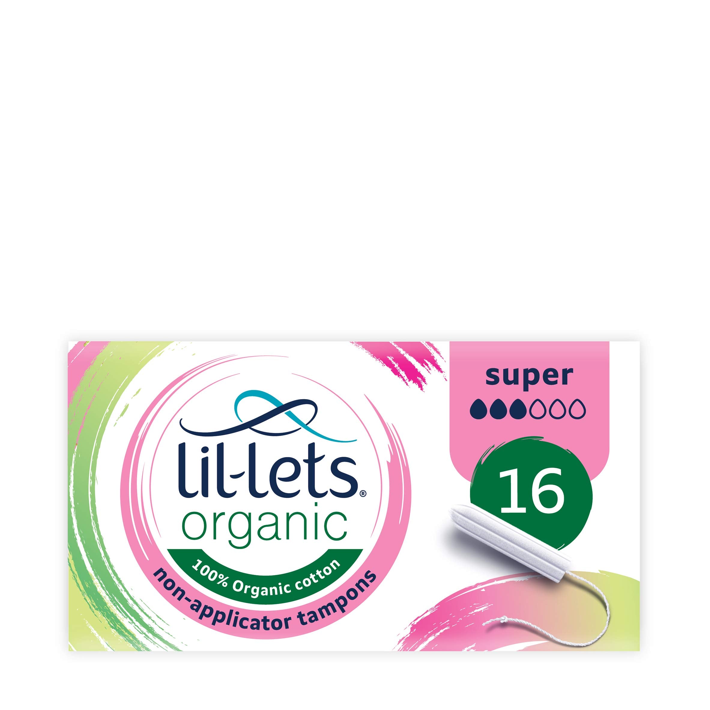 Lil-Lets Organic Non-Applicator Super Tampons, Pack of 16 Tampons