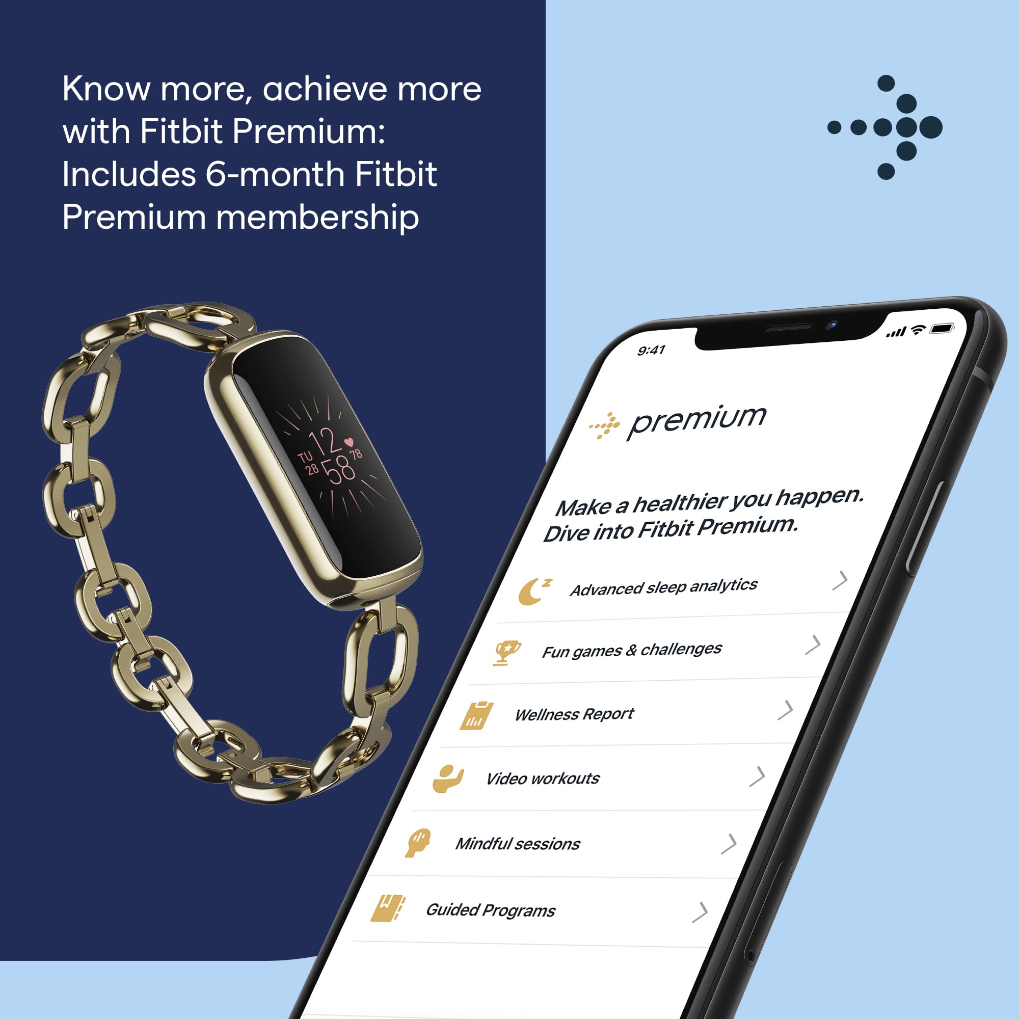 Fitbit Luxe Health & Fitness Tracker with 6-Month Fitbit Premium Membership Included, Stress Management Tools and up to 5 Days Battery