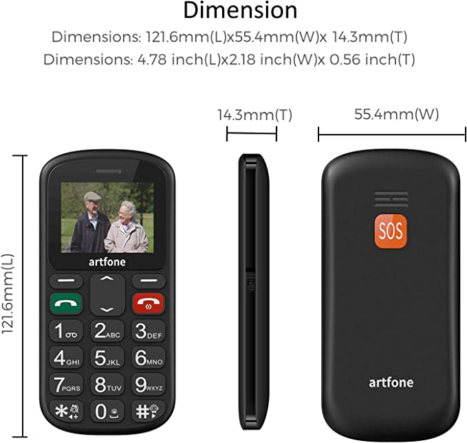 Big Button Mobile Phone for Elderly,Artfone CS181 Upgraded GSM Mobile Phone With SOS Button, Talking Number and Torch