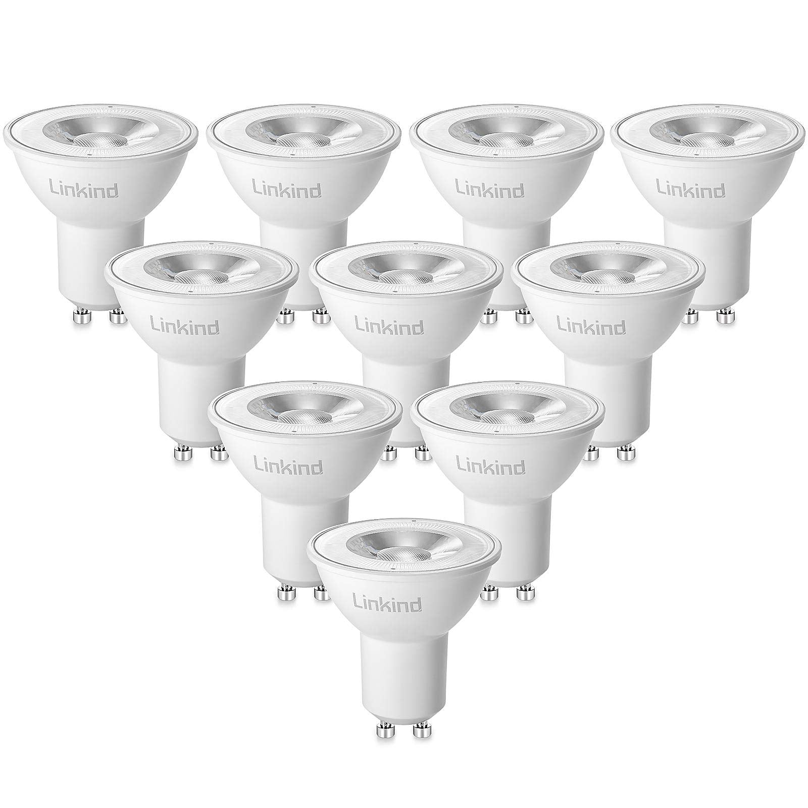 GU10 LED Bulbs, Linkind 50W Halogen Bulbs Equivalent, 420Lumen, MR16 2700k Warm White Spotlights, Enery-Saving, AC220-240V, 36° Beam Angle Spot, Non-Dimmable, Pack of 10