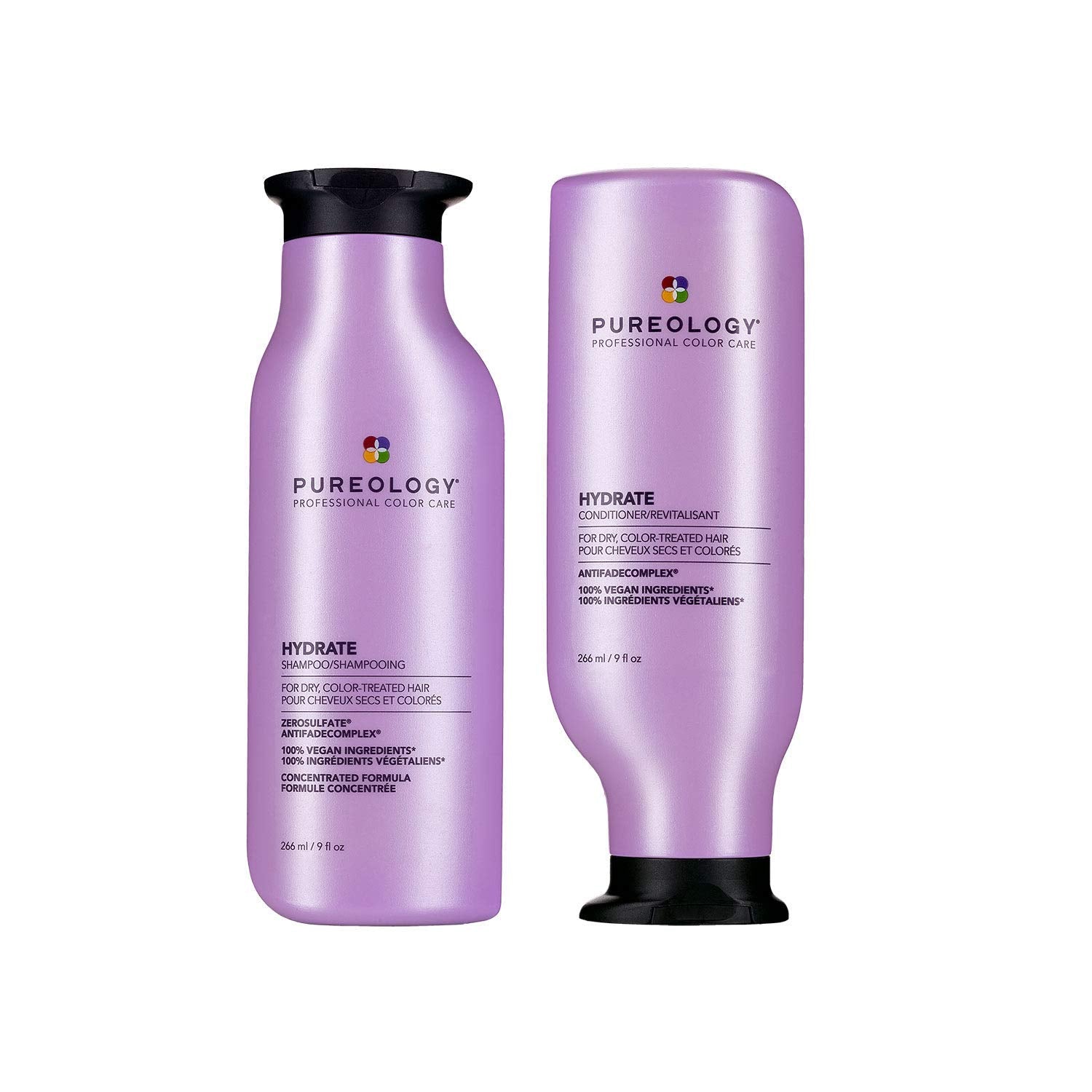 Pureology | Hydrate | Moisturising Shampoo & Conditioner Duo Set | For Medium to Thick Dry, Colour Treated Hair | Vegan | 266ml