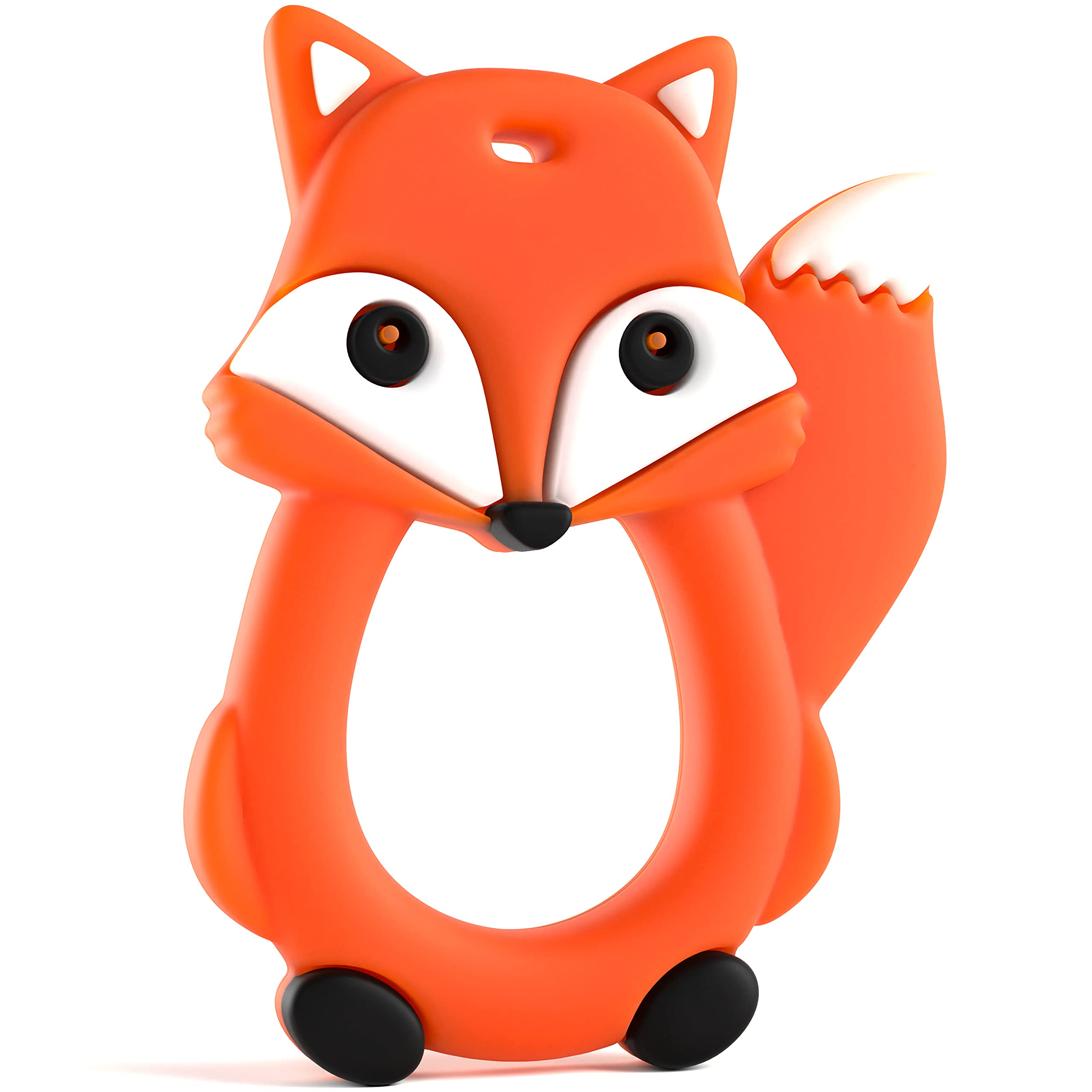 Fox Teething Toy by Baby Uma - Soft Sensory, Cute Animal Teether, BPA Free Silicone - Orange