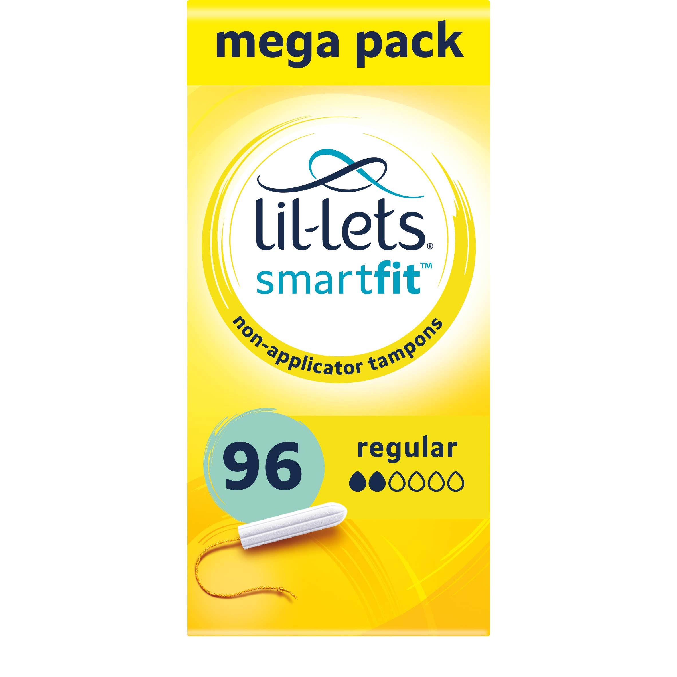 Lil-Lets Non-Applicator Regular Tampons X 96 | 6 Packs of 16 | Light to Medium Flow