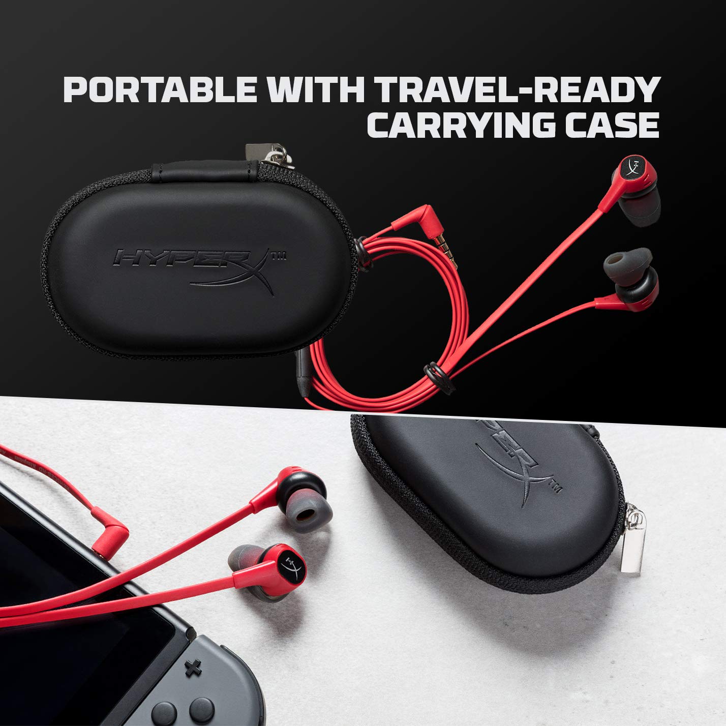 HyperX HX-HSCEB-RD Cloud Earbuds for Nintendo Switch, PC and CTIA mobile phones , Red