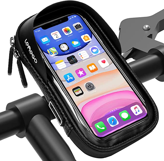 LEMEGO Bike Phone Holder Waterproof, Motorbike Phone Holder 360° Rotatable, Phone Holder for Bike, Motorcycle Phone Mount, Handlebar bag for iPhone 13/11/XS/X/8 Samsung LG Cellphones up to 6.7''