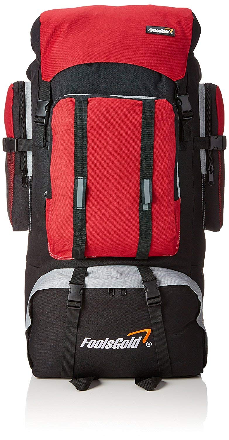 foolsGold Extra Large Hiking Travel Backpack Rucksack with Dual Loading