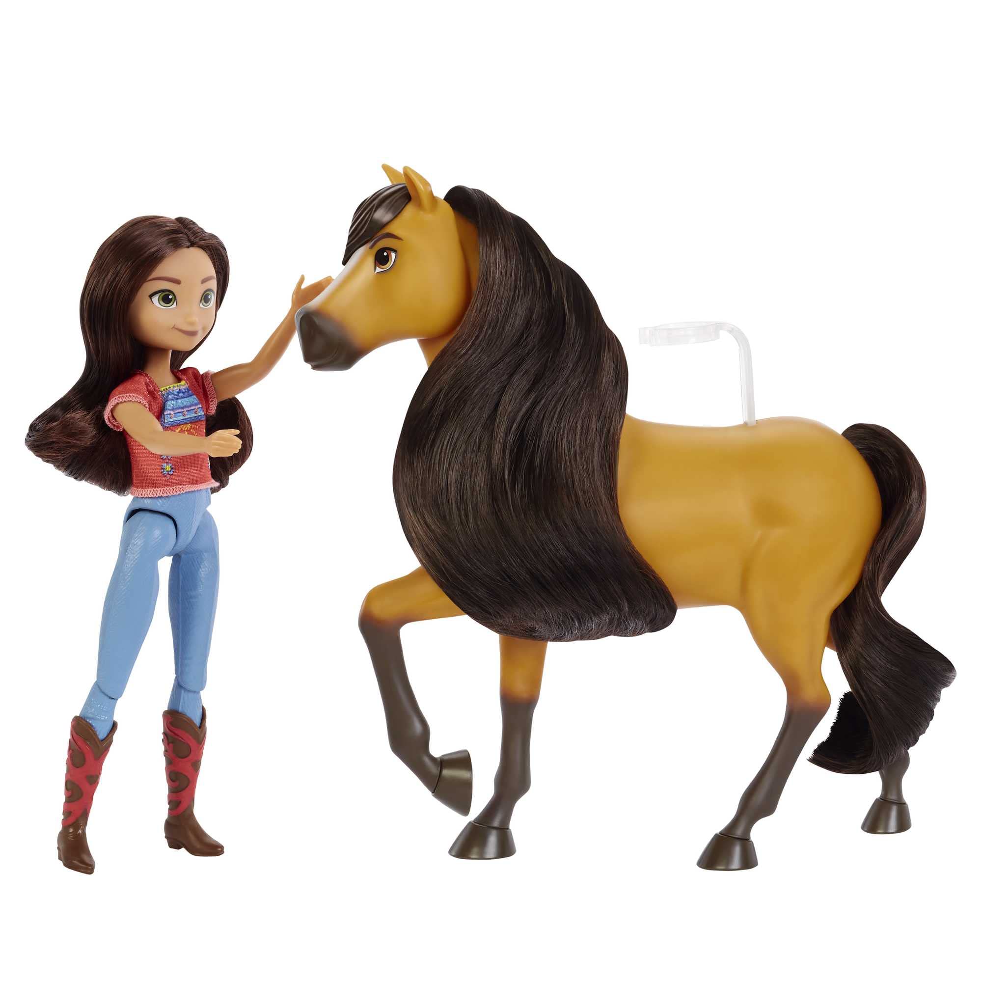Spirit Lucky Doll & Horse - Doll with 7 Movable Joints & Horse with Soft Mane & Tail - Includes Treats & Brush - 7" Doll, 8" Horse - Gift for Kids 3+