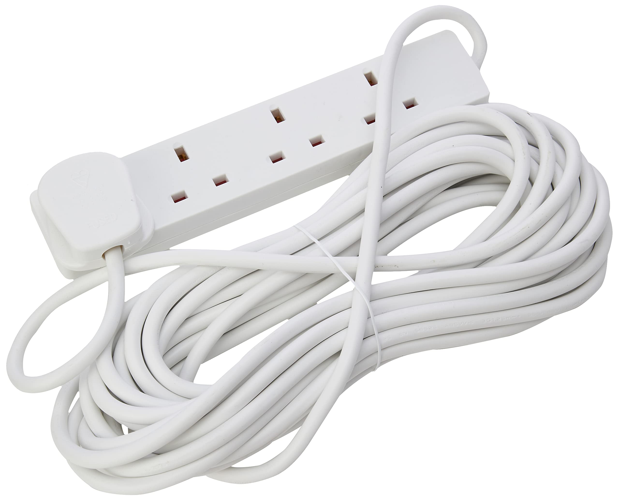 pro elec Slim 4 Gang Extension Lead, 10 m, White