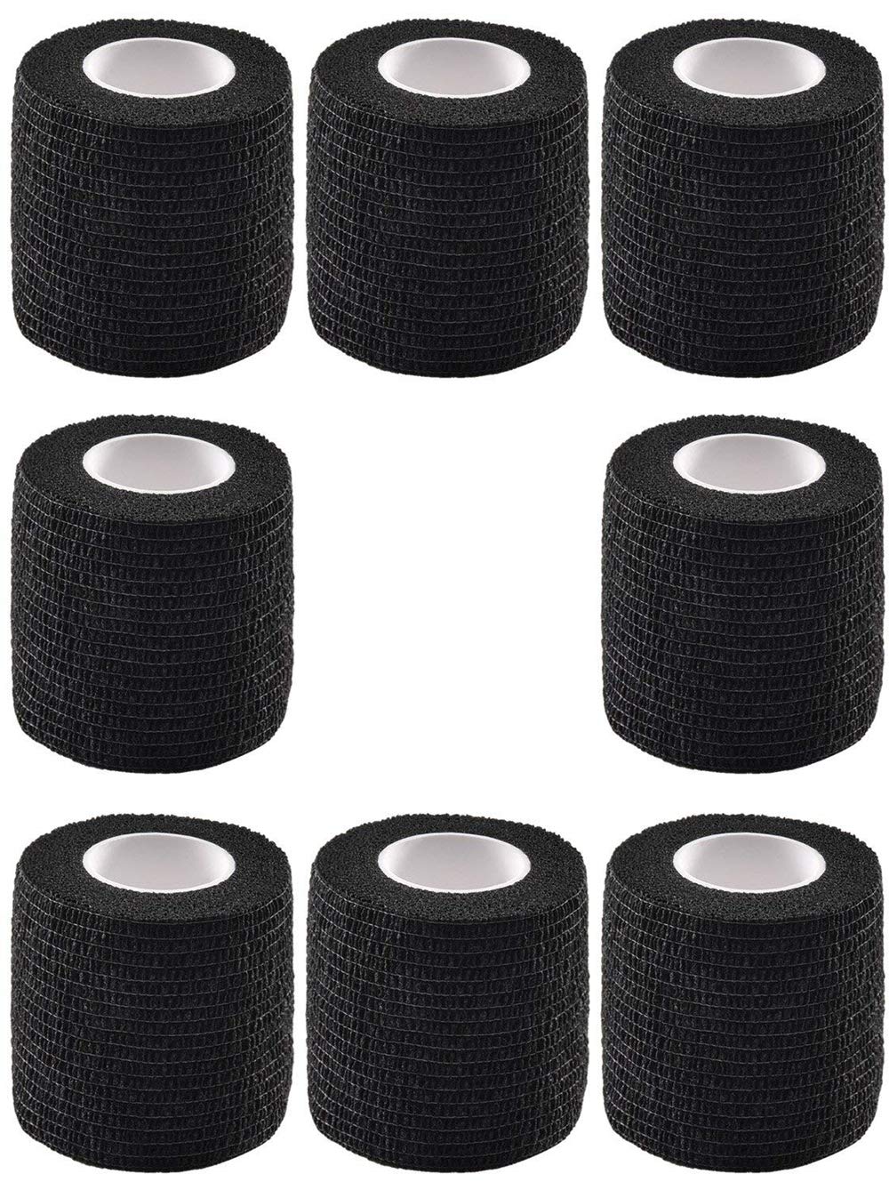 wordmouk 8Pcs Tattoo Grip Cover Elastic Waterproof Self Adhesive Bandage Cohesive Tape Adherent Wrap for Tattoo Machine Grip Accessories and First Aid Tape for Sports Finger Wrist Protection, Black