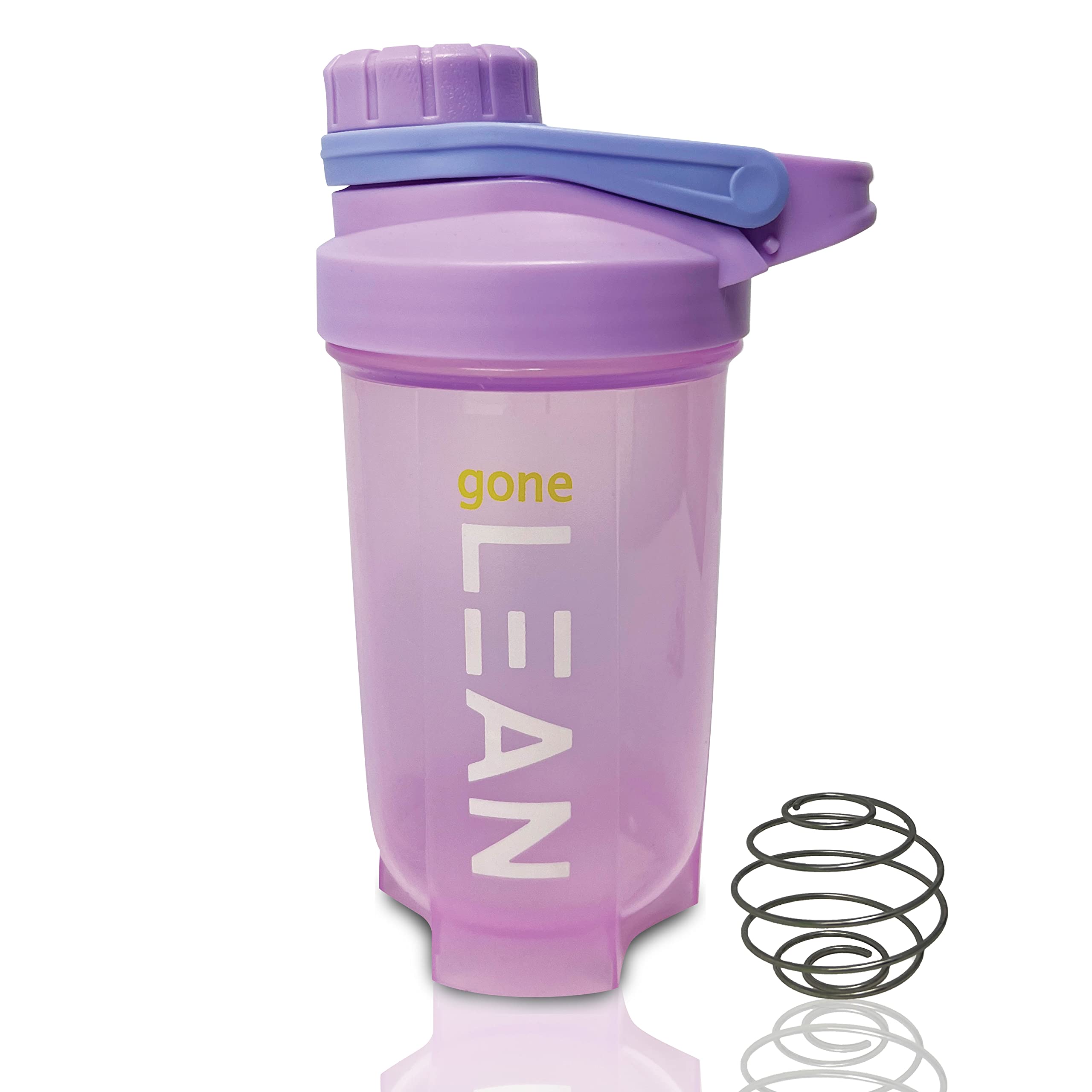 gone LEAN Protein Shaker Bottle 500ml with Mixing Ball & Curved Base | Leakproof Shaker for Protein Shakes | Protein Bottle | Gym Shaker | Mix Bottle | Shaker Bottle for Protein Shakes (Purple)