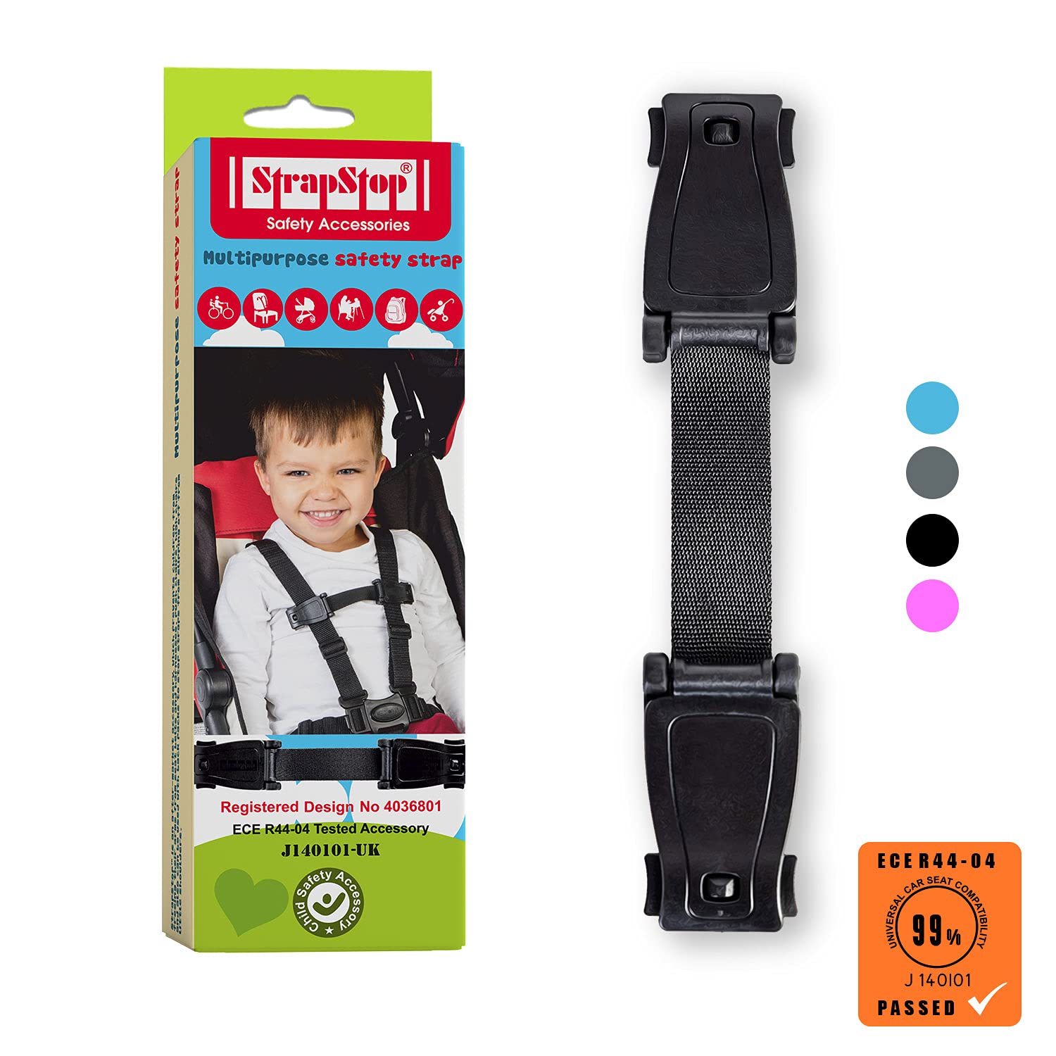 Strap Stop Anti Escape Car Seat Strap | ECE R44-04 Approved Buckle up Houdini Straps for Car Seat - No Threading Required | Children can NOT get Out of Straps (1x car seat Straps Anti Escape) - Black