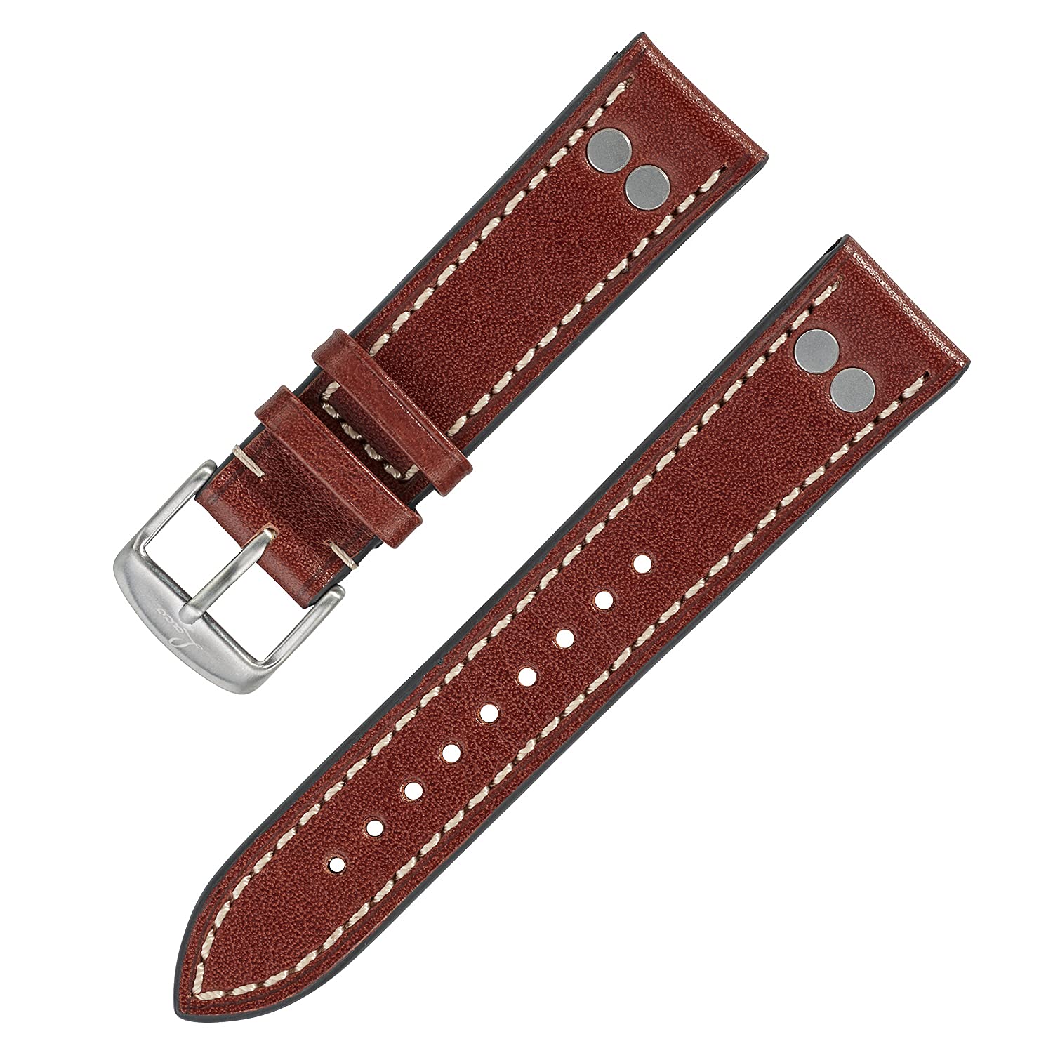 Laco Aviator Watches Leather Strap - 18mm - 18.5cm Long - Rivets - Strap - Unique Quality - Outstanding Workman