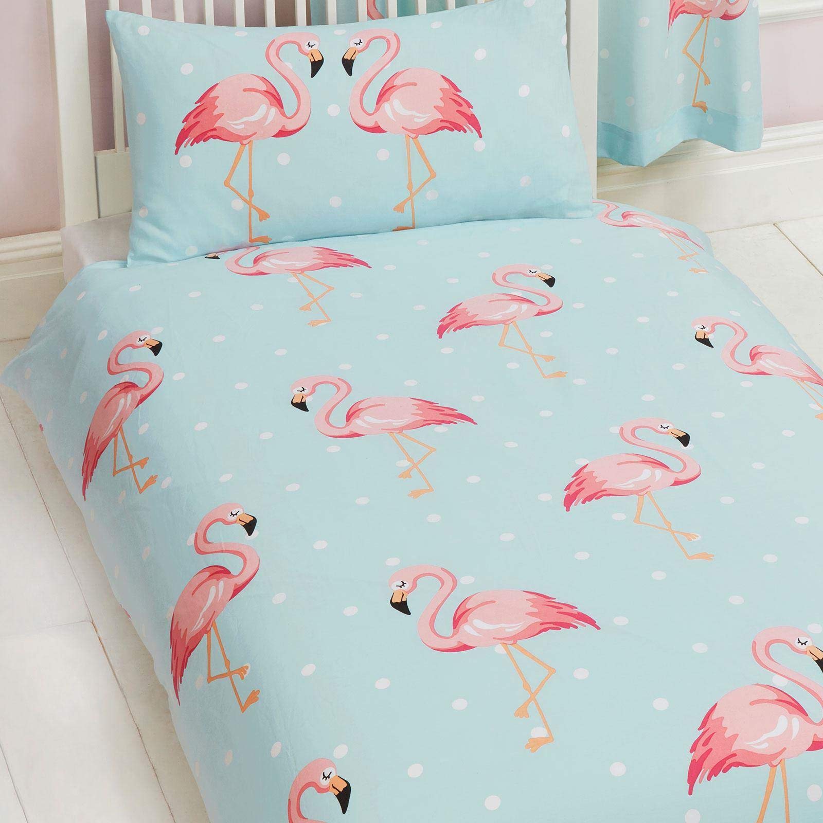 FiFi Flamingo Single Duvet Cover and Pillowcase Set Polycotton Kids Bedding Set