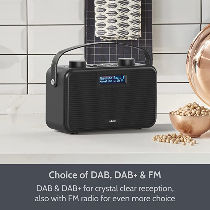 DAB/DAB+/FM Radio with Bluetooth, Stereo Speaker Mains and Battery Powered Portable DAB Radios Rechargeable Digital Radio with USB Charging for 8 Hours Playback, USB Type C