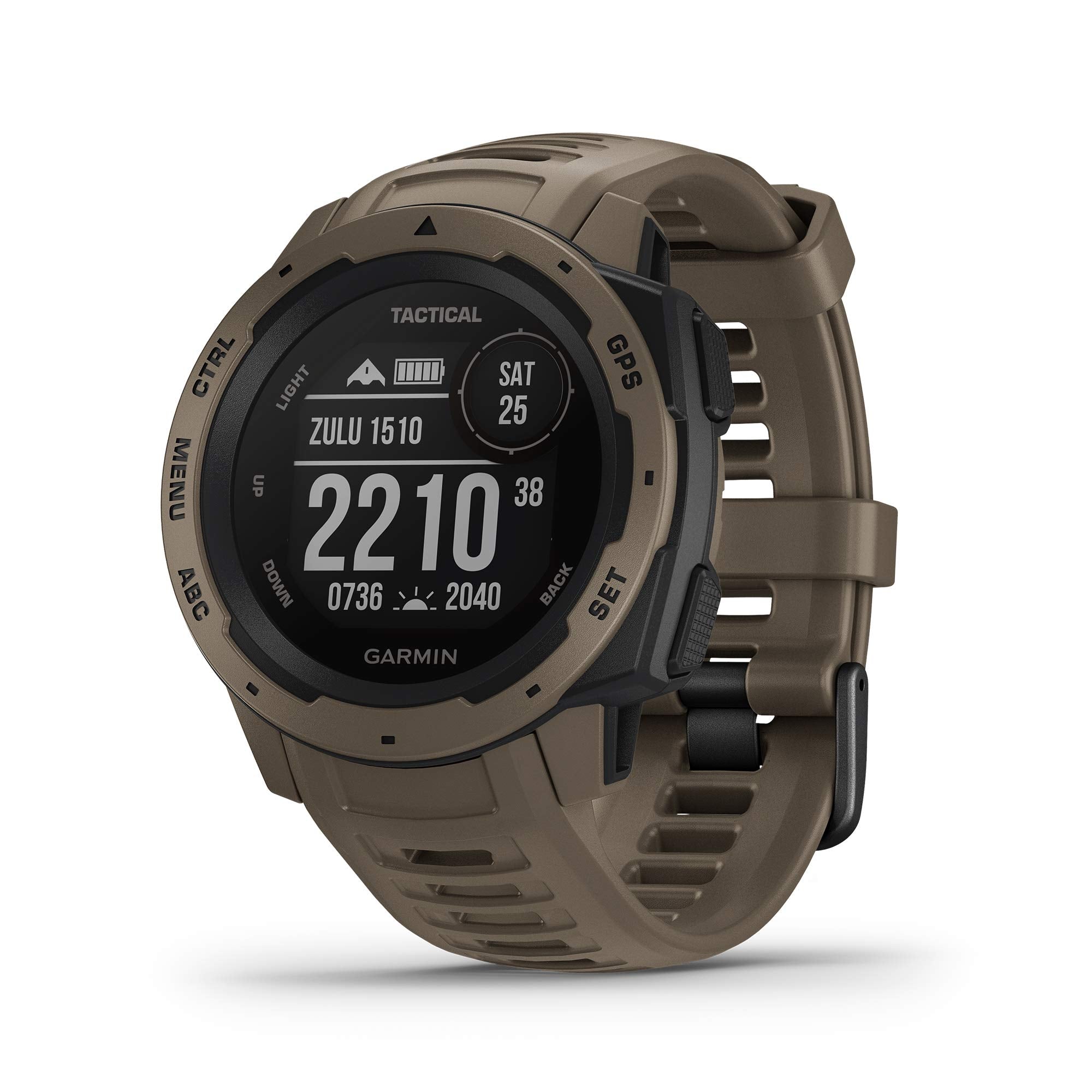 Garmin Instinct - Tactical Edition Rugged Outdoor Smartwatch Built-in Sports Apps and Health Monitoring Coyote Tan