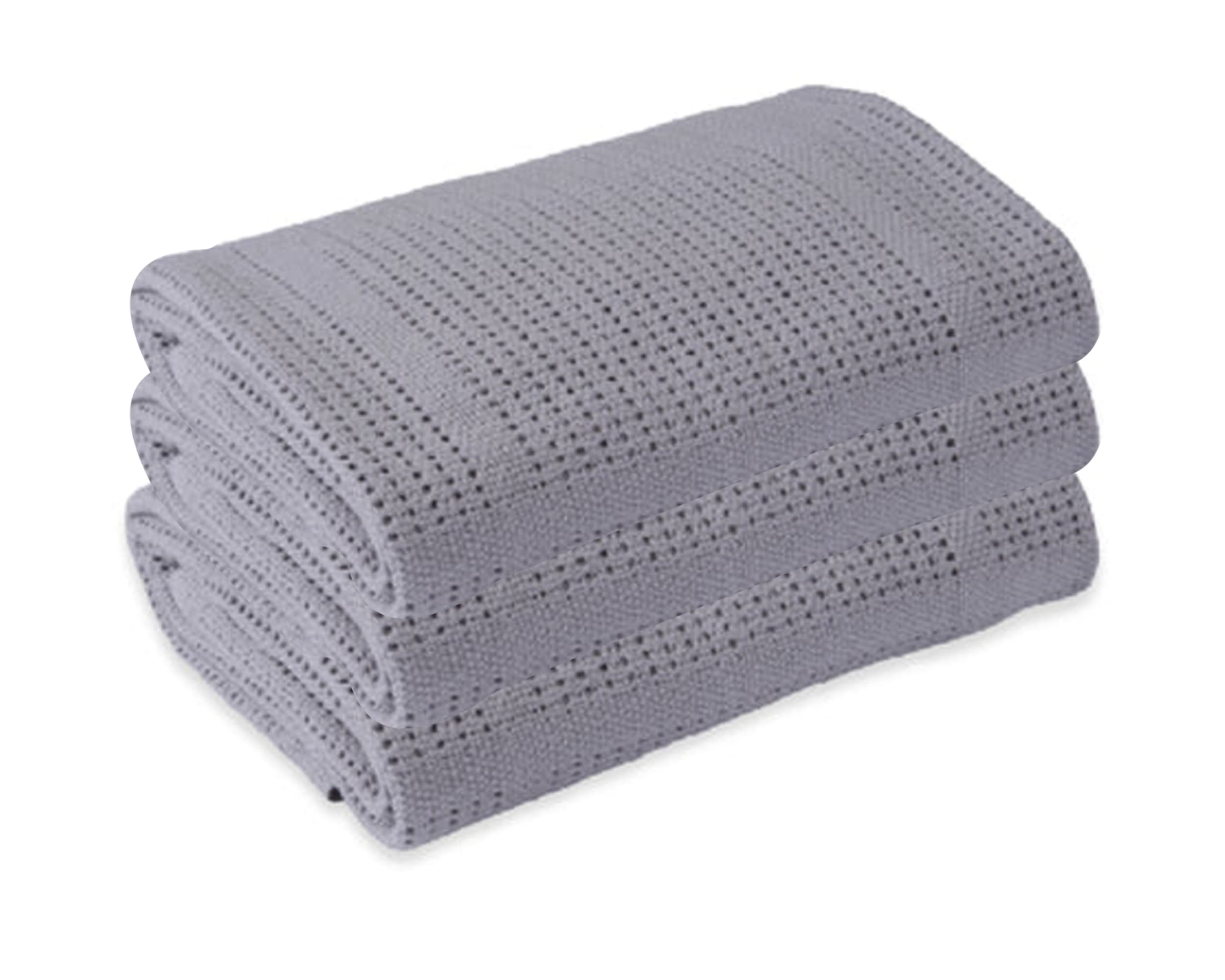 Clair De Lune | Warm & Cosy Cellular Baby Blanket | TRIPLE PACK | Extra Soft Breathable Cotton, Pram/Travel/Moses Basket (90 x 70 cm) GREY