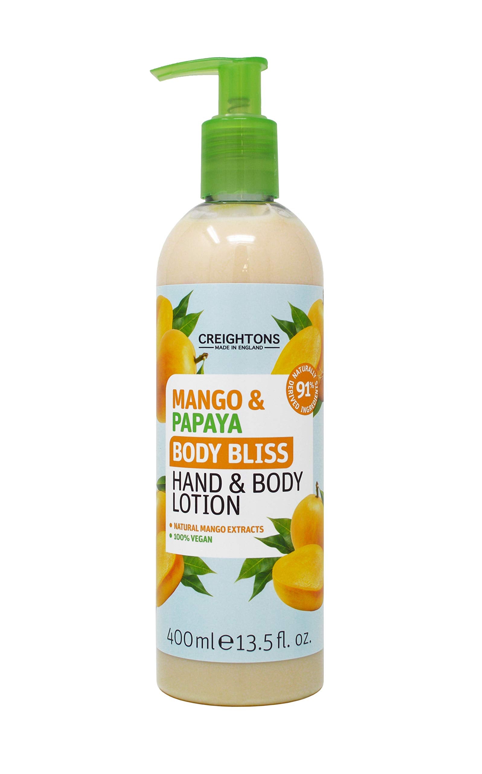 Creightons Body Bliss Mango and Papaya Hand and Body Lotion (400ml) - Made with 91% naturally derived ingredients, Cruelty free, Vegan friendly & Paraben free
