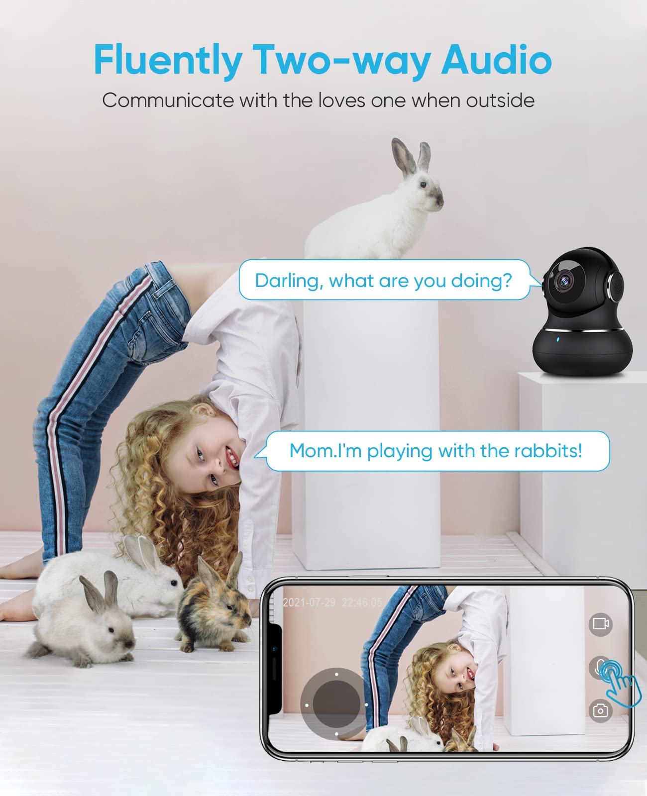 Home Security Camera Indoor[2022 New]Security Wifi Camera Indoor Pet Camera-1080P Pan/Tilt Dog Camera with 360° Rotational Views/2-Way Audio/Smart Detection/Night Vision/SD Storage/Device Sharing