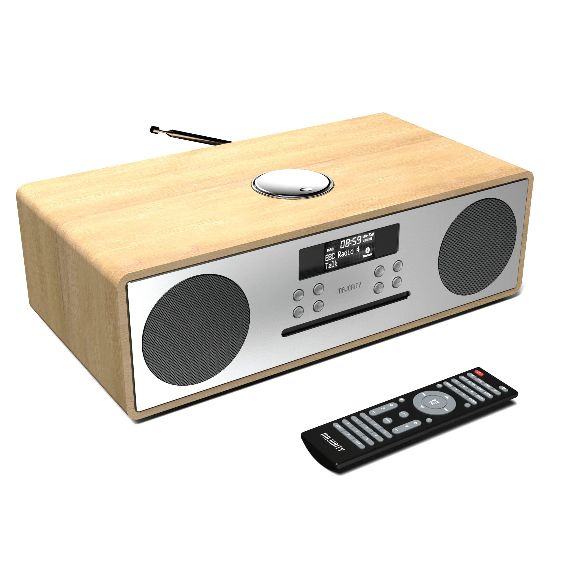 MAJORITY Oakington Bluetooth Hi-Fi Compact Stereo System | FM & DAB Radio & CD Player | Remote Control | AUX & USB Input