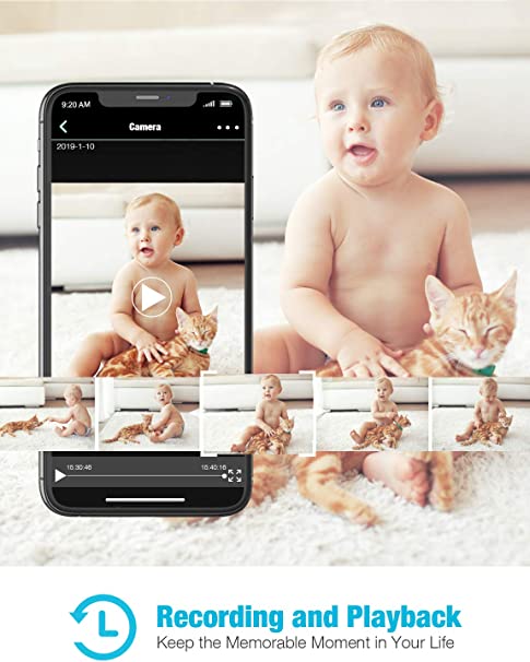 Pet Camera,1080P Mini Baby Monitor with Camera and Audio,Night Vision, 2-Way Audio,Motion Alarm for Home Security Camera,Watch Live Streaming Video Anywhere,Cloud Storage,Work with 2.4G WiFi