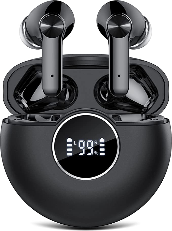 Wireless Earbuds, Bluetooth 5.2 Wireless Headphones With Mics, 48H Playtime with LED Power Display, Deep Bass, USB-C Fast Charging, Touch Control, IPX7 Waterproof Wireless Earphones for Work/Sport