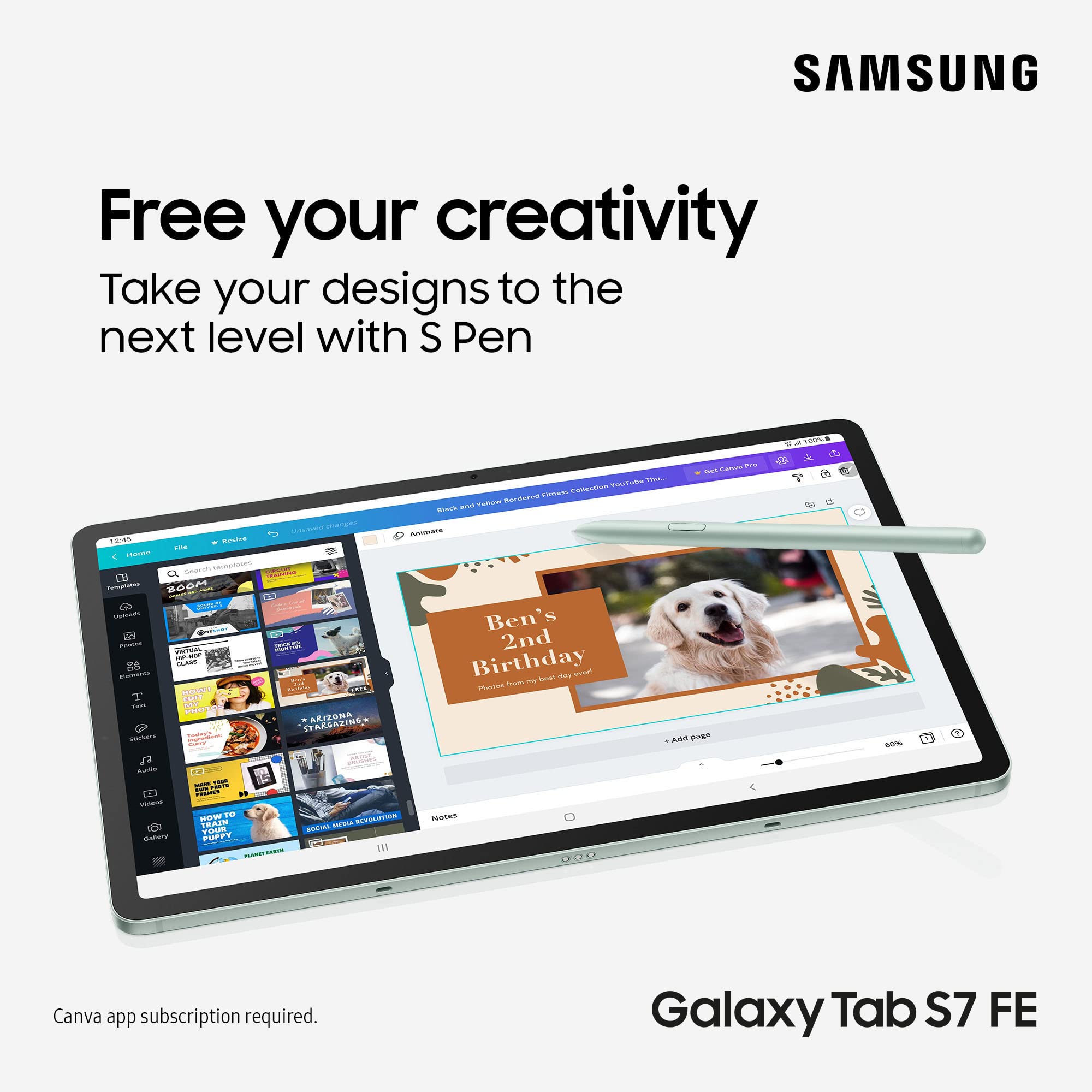 Samsung Galaxy Tab S7 FE 12.4 Inch 64GB Wi-Fi Android Tablet Black (UK version)