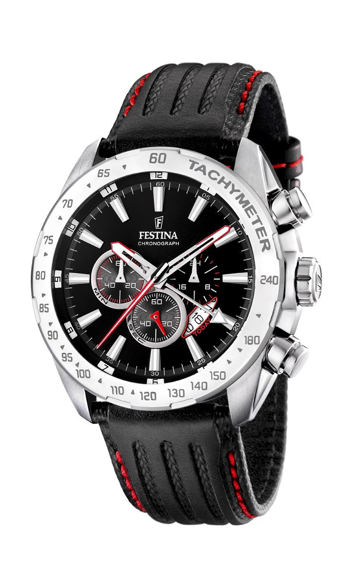 Festina Men's Chrono Watch F16489/5 With Black Leather Strap