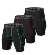 ZENGVEE Men's 3 Pack Compression Shorts Cool Dry Running Base Layer Shorts with Phone Pockets for Running,Training, Workout, Gym