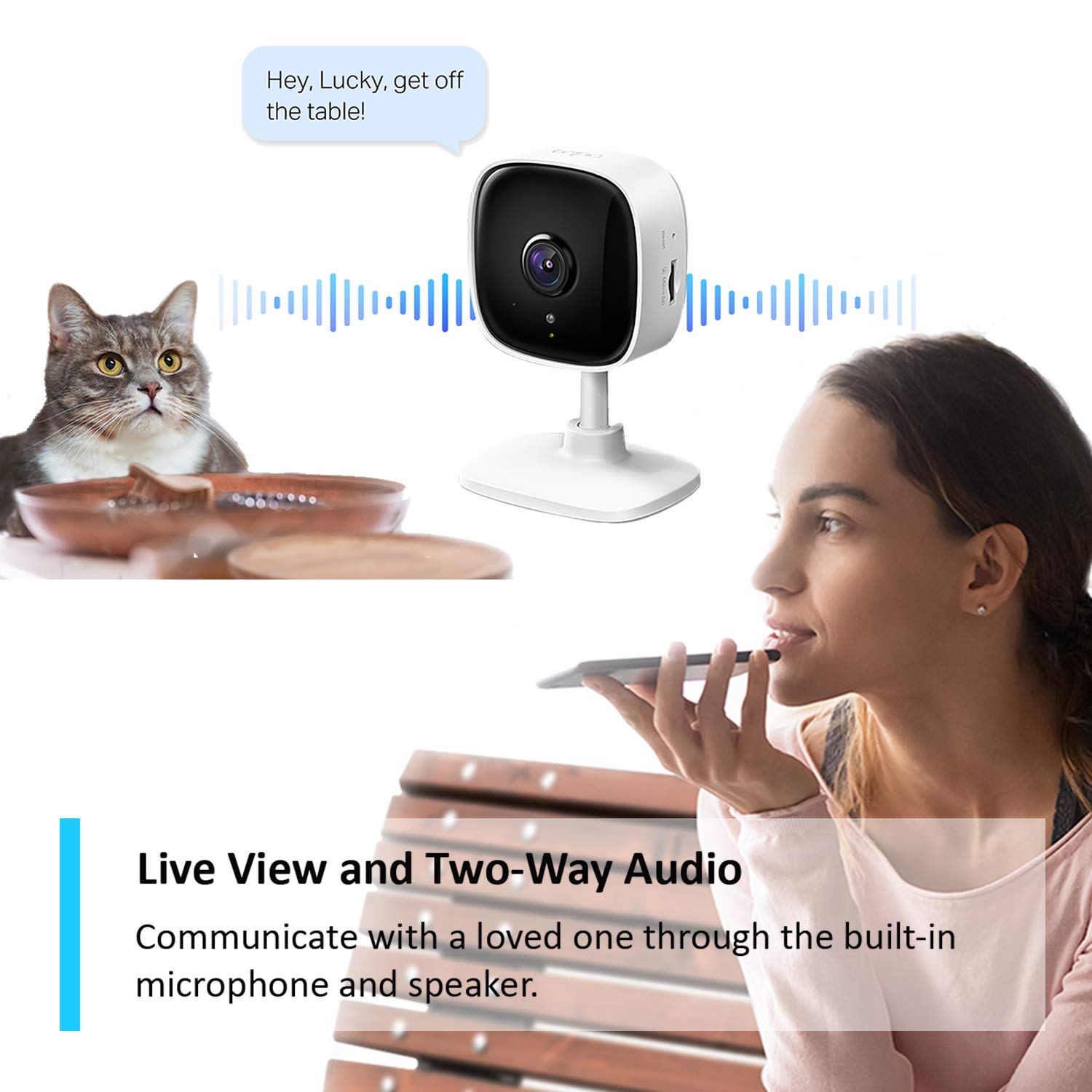 TP-Link Tapo Mini Smart Security Camera, Indoor CCTV, Works with Alexa & Google Home, No Hub Required, 1080p, 2-Way Audio, Night Vision, SD Storage, Device Sharing (Tapo C100)